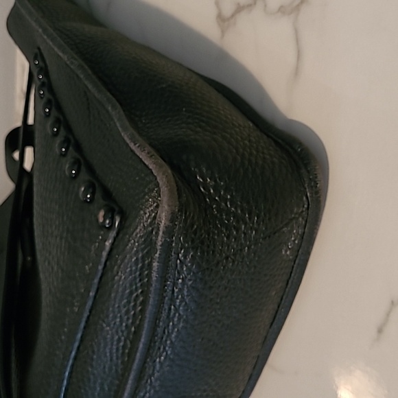 Rebecca Minkoff Unlined Feed Black Pebbled Leather Studded Slouchy Crossbody Bag - Picture 6 of 15